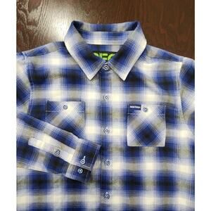 Dixxon The Flannel Co Youth Division The Dogtown Button Up Shirt Blue Plaid Sz L